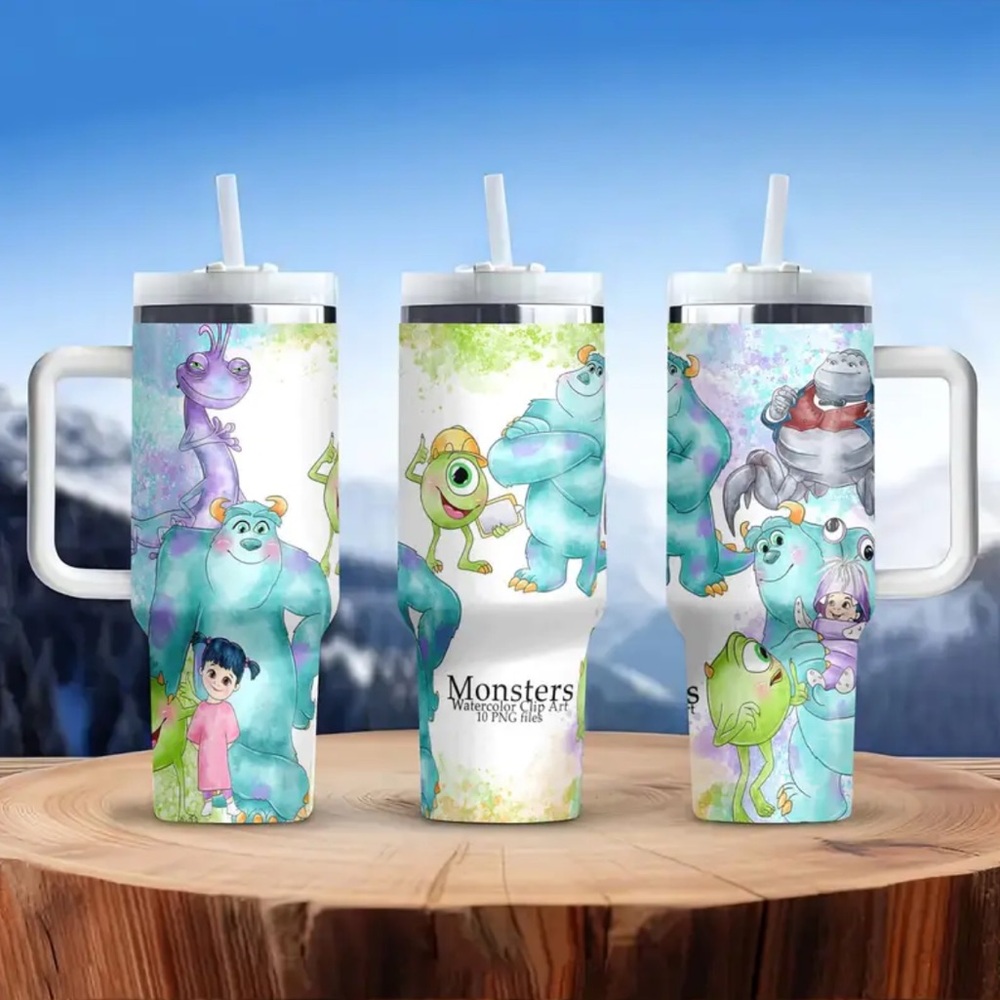 RARE Disney Monsters, Inc 40 oz Stainless Steel Tumbler Quencher - NEW